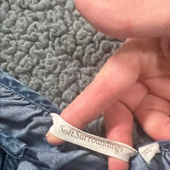 Soft Surroundings Embroidered Indigo Peasant Blouse - White Detail Large - Picture 4 of 8